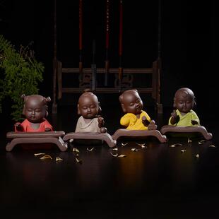 琴棋书画摆件创意中式传统人物彩砂茶玩工艺品居家装饰摆件