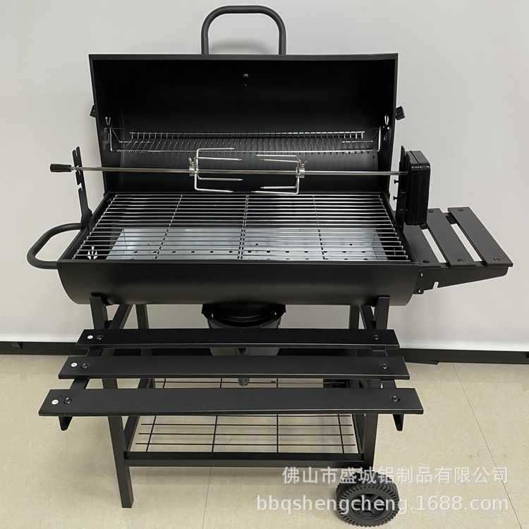 ?家用烧烤炉庭院别墅木炭烧烤架户外烤炉美式bbq电动烤架焖烤5人