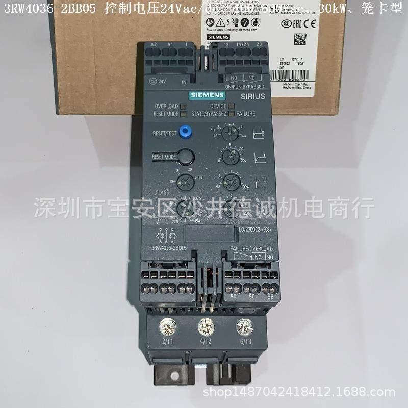 3RW4046-2BB05软启动器控制电压24Vac/dc、400-600Vac、55kW