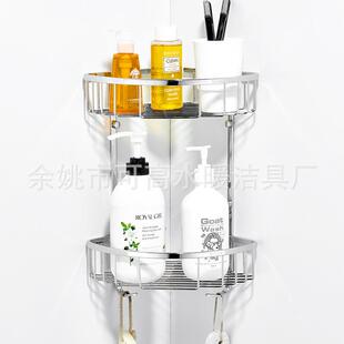 304不锈钢卫生间淋浴房置物架双层壁挂浴室三角架三角篮收纳