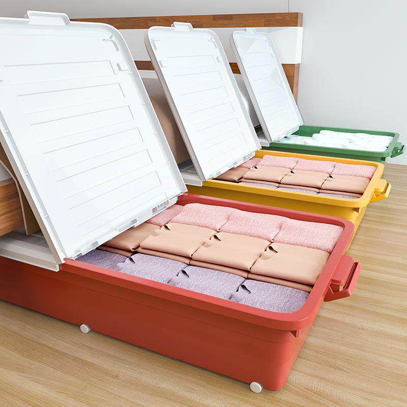 床底收纳箱带滑轮子放床下巨大号床下整理储物柜长方形扁平抽屉式