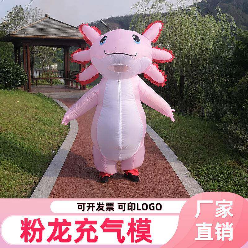 网红充气卡通人偶服粉龙恐龙万圣节热销现货蝾螈行走表演服