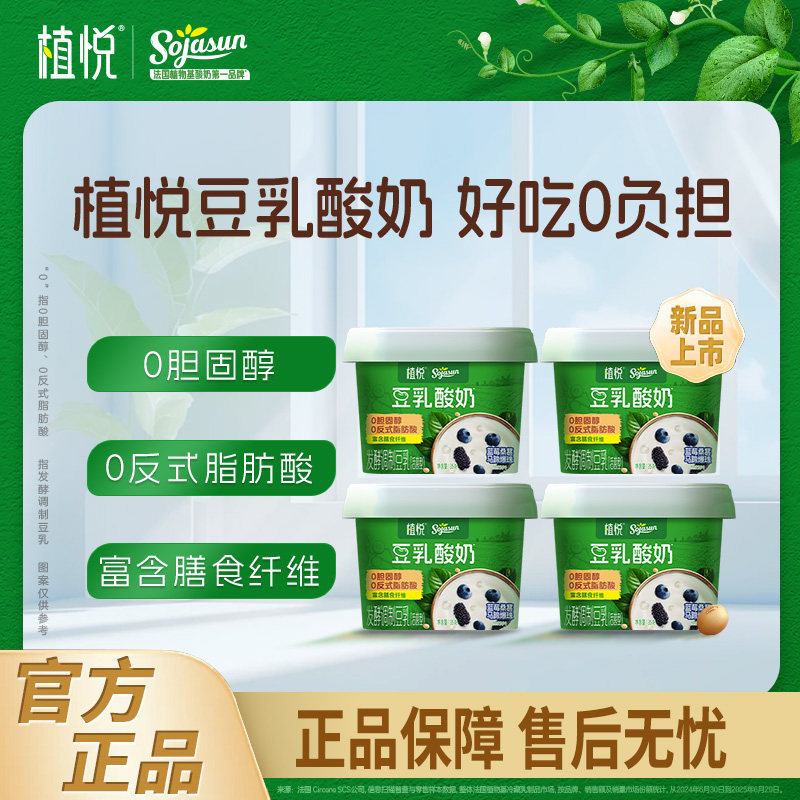 君乐宝植悦豆乳酸奶0反式脂肪酸零乳糖酸奶135g青提茉莉蓝莓桑葚