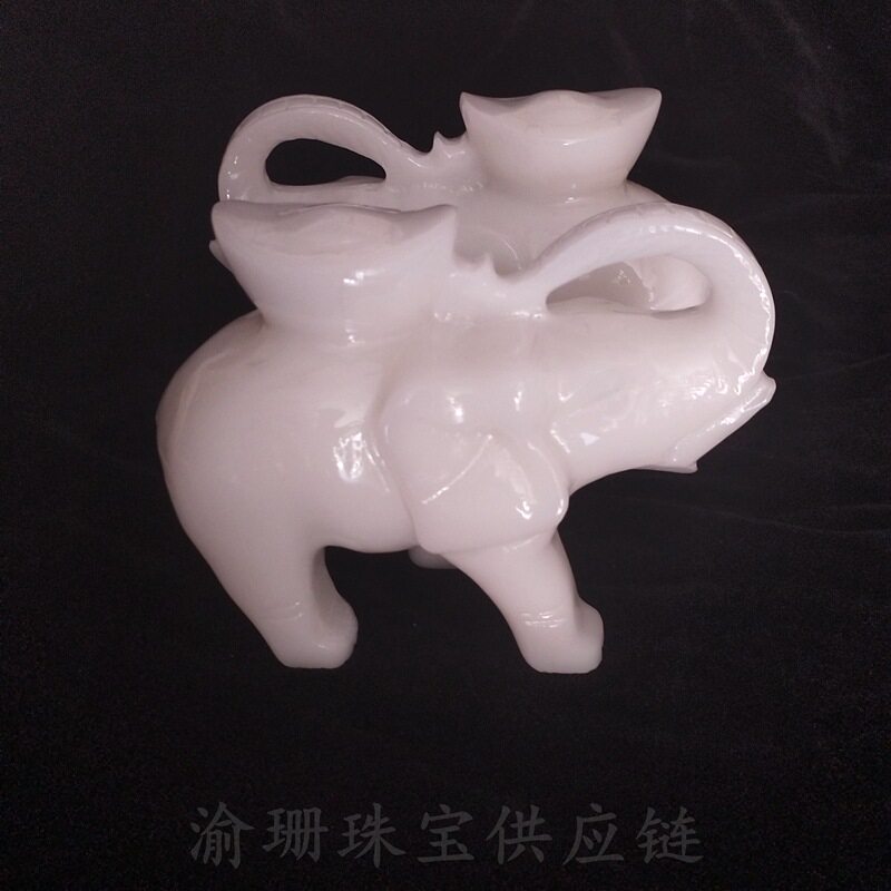 20厘米阿富汗玉元宝大象摆件摆台饰品白玉大象雕刻工艺品厂家批发