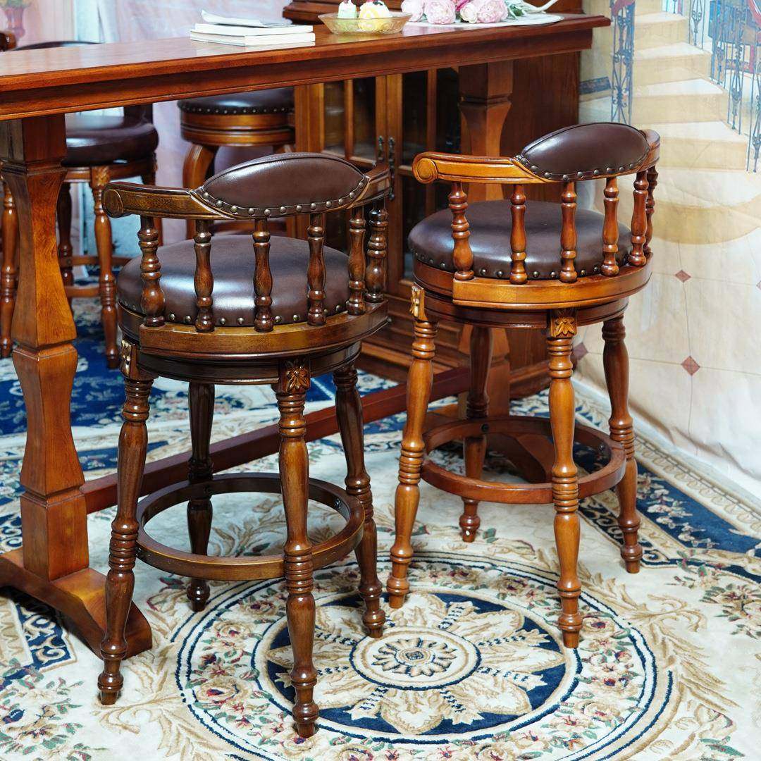 欧式实木吧台椅美式家用岛台椅厨房中岛高脚椅旋转靠背高脚凳吧椅,纺织面料/辅料/配套,纺织机械配件,淘宝优惠券,粉丝福利购,淘宝优惠卷