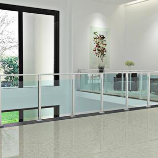 别墅中庭阳台玻璃栏杆铝合金扶手方管卡槽玻璃护栏铝合金栏杆