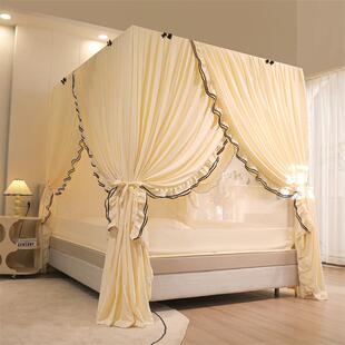 CB#新款坐床外穿落地双层防尘床幔蚊帐家用坐床拉链蚊帐