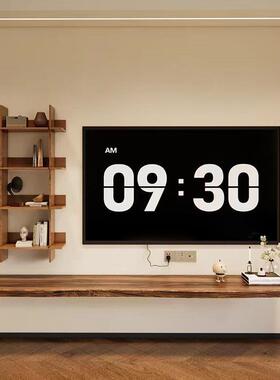 P3客简约现代原木挂墙电视柜整块实木一字隔板小户型悬空款秒杀CS