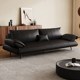 意式 极简黑色头层真牛皮沙发客厅小户型直排现代帆船皮艺沙发新款