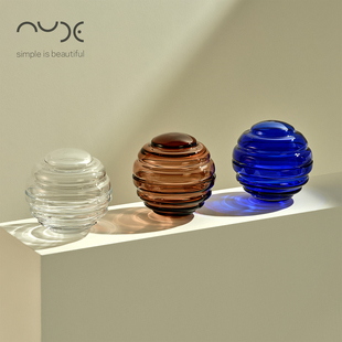 土耳其NUDE进口Nest密封罐水晶玻璃手工糖缸盒彩色玻璃罐家用摆件