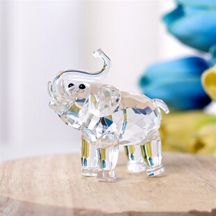 高档水晶琉璃大象摆件儿童仿真小象动物书房客厅装饰品精致小物件