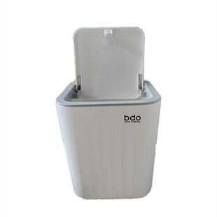 bdo海浪纹桌面垃圾桶可爱简约小型床头弹盖收纳筒按压式方形白色