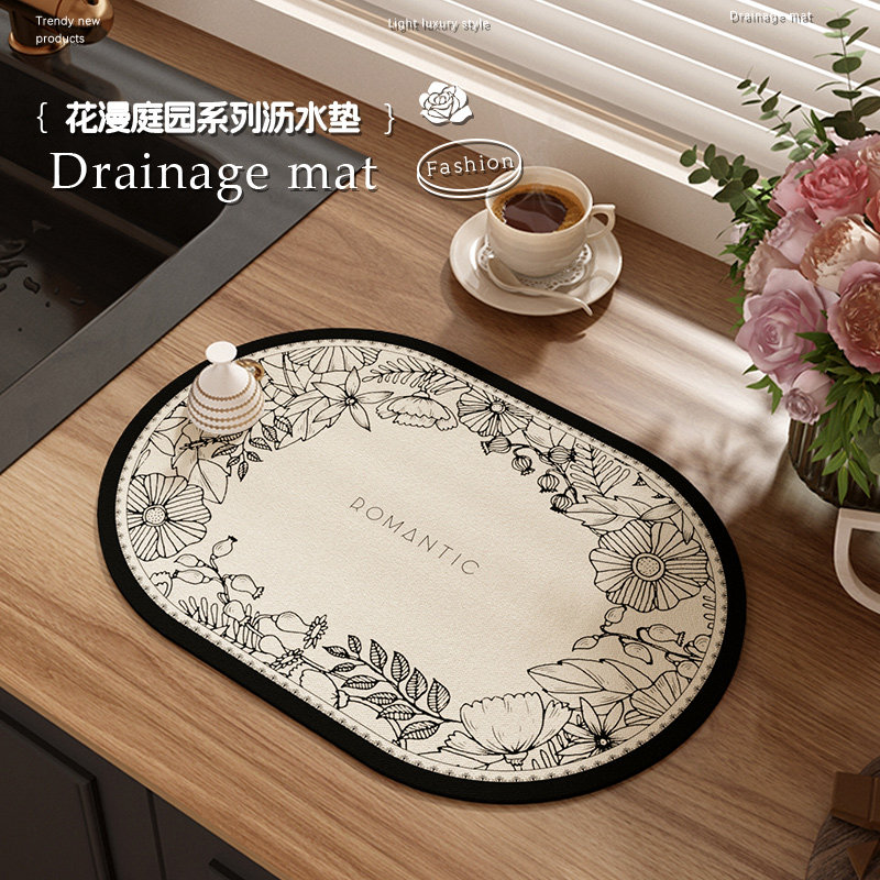 法式台面沥水垫子厨房吧台硅藻泥吸水垫杯子碗盘干燥垫茶台洗手台,居家布艺,厨房地垫,淘宝优惠券,粉丝福利购,淘宝优惠卷