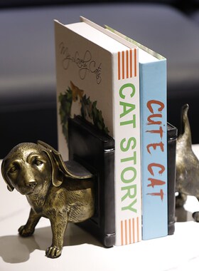 美式创意招财狗书靠书挡书架书房酒柜装饰品摆件办公室书夹摆设