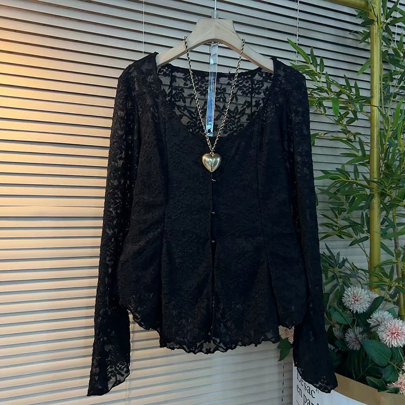 早秋新款大码女装胖妹妹时尚洋气蕾丝显瘦外披搭吊带打底两件套潮