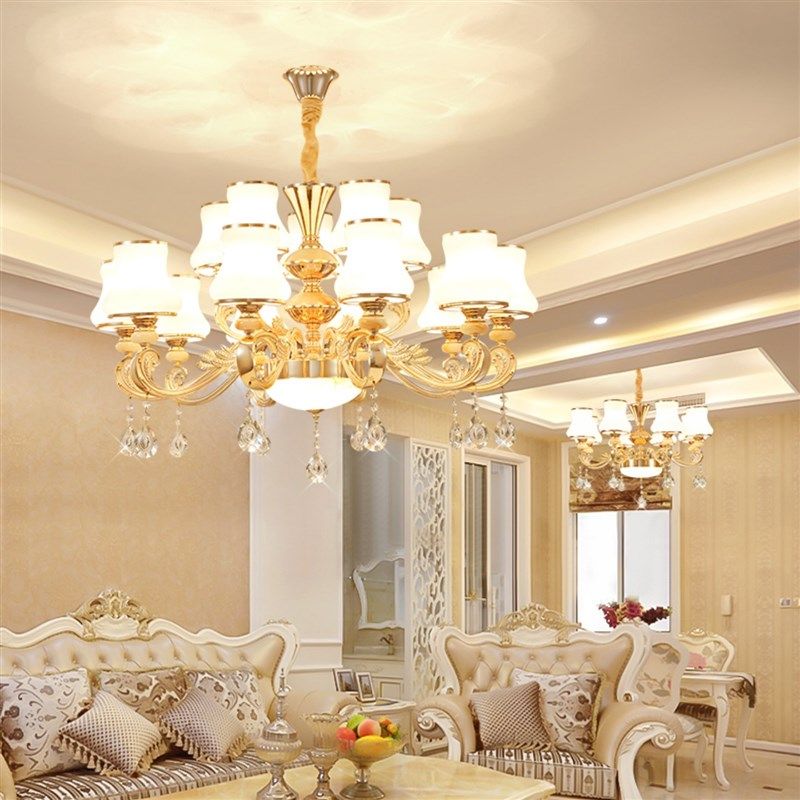 欧登小麦水晶灯复式楼客厅吊灯卧室吊灯餐厅灯金色别墅客厅大吊灯,家装灯饰光源,客厅吊灯,淘宝优惠券,粉丝福利购,淘宝优惠卷
