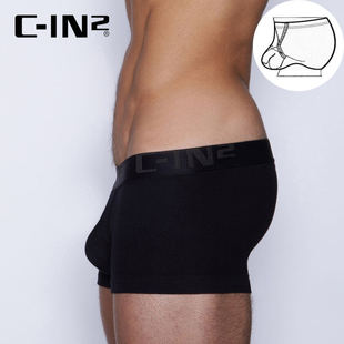 C-IN2男士内裤简约吊环款提型精梳棉U凸低腰性感三条装平角裤cin2