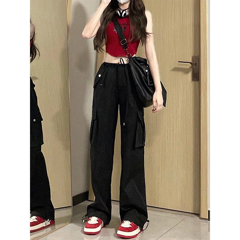 黑色工装裤女夏薄款胖妹妹mm高腰宽松显瘦阔腿休闲裤梨形身材裤子,女装/女士精品,大码裤装,淘宝优惠券,粉丝福利购,淘宝优惠卷