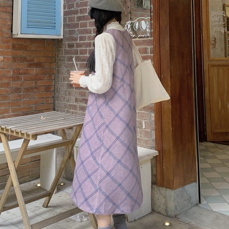 大码女装胖妹妹小个子穿搭紫色格纹内搭两件套毛呢背心裙打底套装,女装/女士精品,大码套装,淘宝优惠券,粉丝福利购,淘宝优惠卷