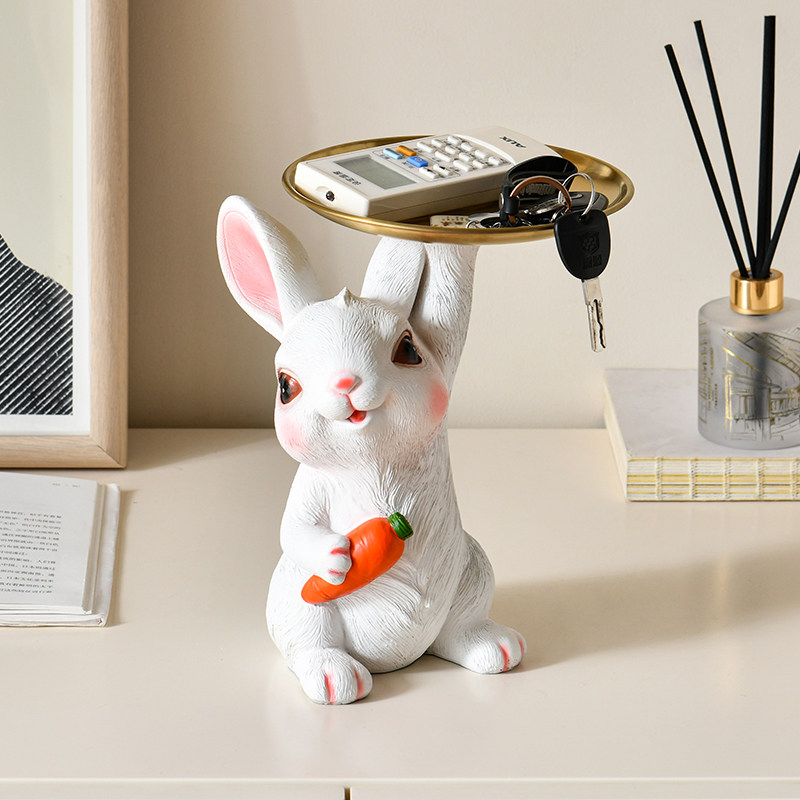 可爱卡通兔子托盘钥匙糖果收纳摆件客厅玄关电视柜家居装饰品,家居饰品,落地摆件,淘宝优惠券,粉丝福利购,淘宝优惠卷