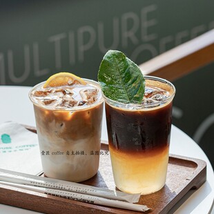 高硼硅耐热玻璃咖啡杯 简约扩口冰美式拿铁杯 创意冷萃饮品奶茶杯