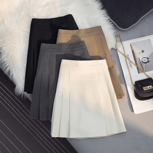 设计感高腰百褶半身裙女2023春季 高腰防走光小个a字短裙子 新款