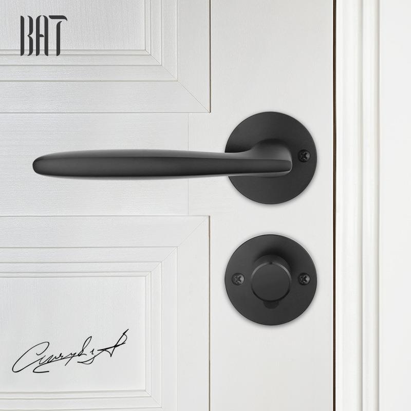 ABT厂家直体供静音门锁室内房门木锁门把手家用黑色分锁卧室门锁