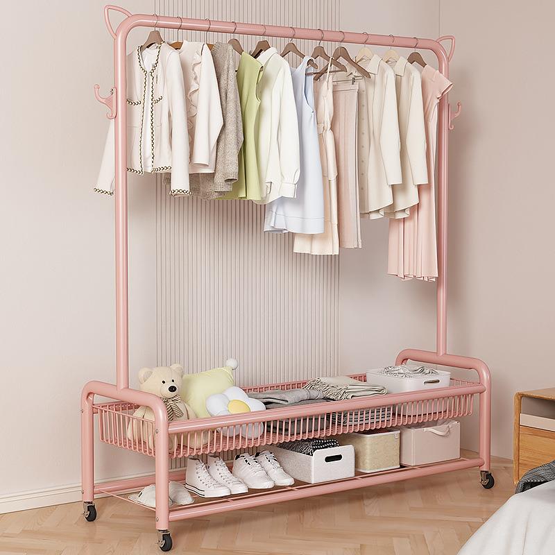 加粗晾衣架移见详情杆衣挂帽架地卧室内简易家用动房间衣服收纳置