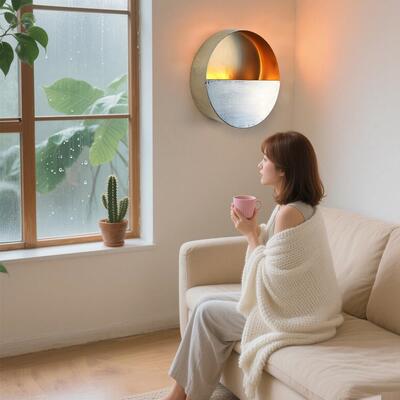 食创意日铁月食金色壁挂烛台壁灯家居客厅餐厅酒店装饰氛Eclipse