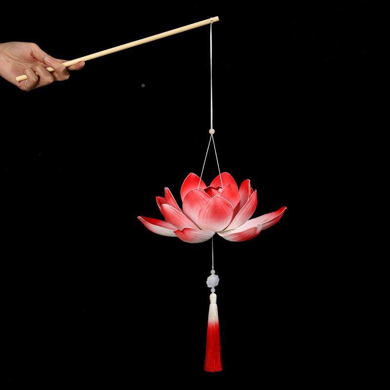 新款古风具拍VVN汉服照道春节走秀演放表灯行舞蹈发光手提荷花莲