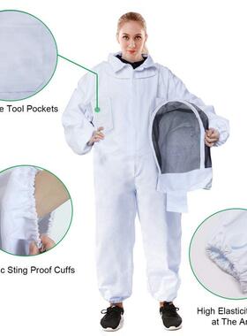 养蜂服套WLM服装白色加蜂厚空防蜂太羊皮手套夹克套餐分体连体衣