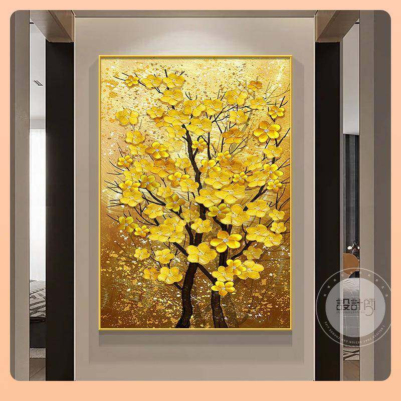 ⊿金色发画财树画装饰画客壁画廊墙树餐厅走Fh(h(&aq过厅道墙面,家居饰品,现代装饰画,淘宝优惠券,粉丝福利购,淘宝优惠卷