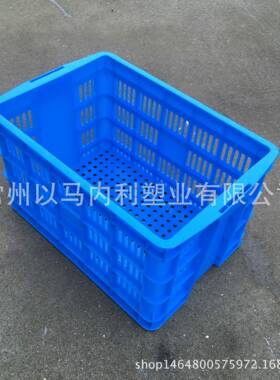 特厚小料孔塑周转筐眼蓝WVU色零部件塑周转框圆胶圆孔塑料筐厂家