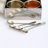 蝶烤香 不锈钢圆格加厚大号调料盒4格6味8味盒带盖留样盒方调料罐