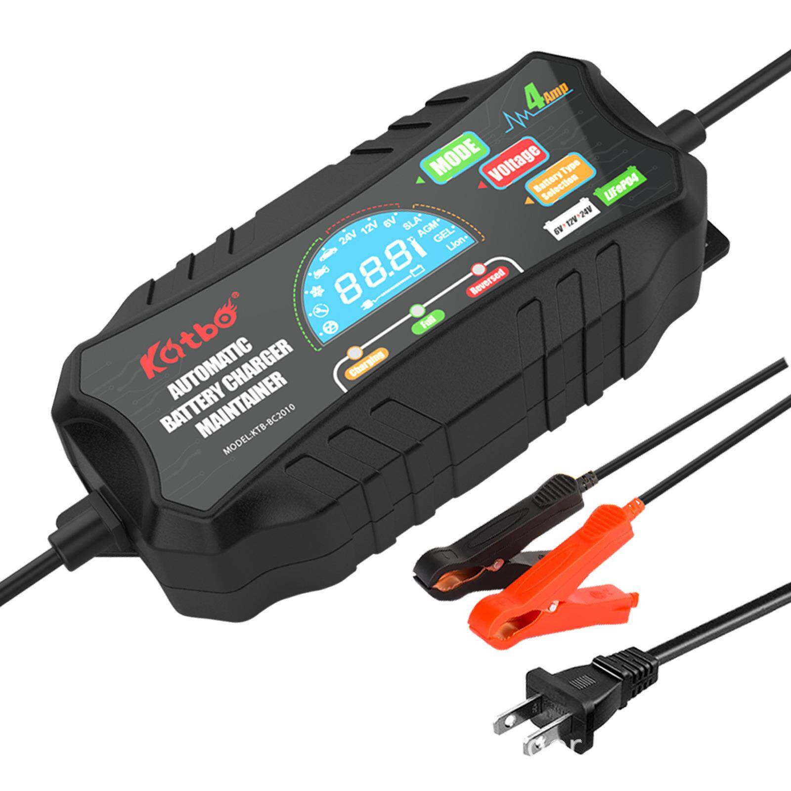 汽车LCD6V12V24V铅酸电瓶充电器车载蓄电池充电智能快充