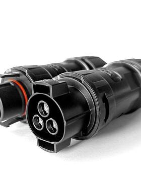 光伏3芯线防水连接器IP68TUV认证对插式安装AC交流连接插头