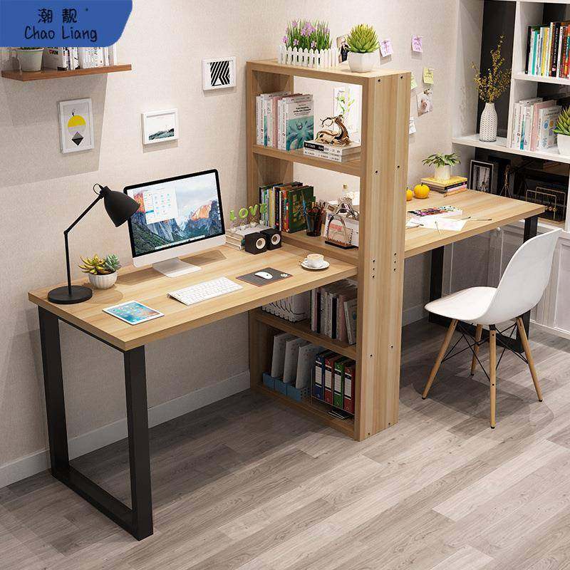简易双人台式家用电脑桌书柜书桌一体桌书架组合经济型学生写字桌,纺织面料/辅料/配套,纺织机械配件,淘宝优惠券,粉丝福利购,淘宝优惠卷