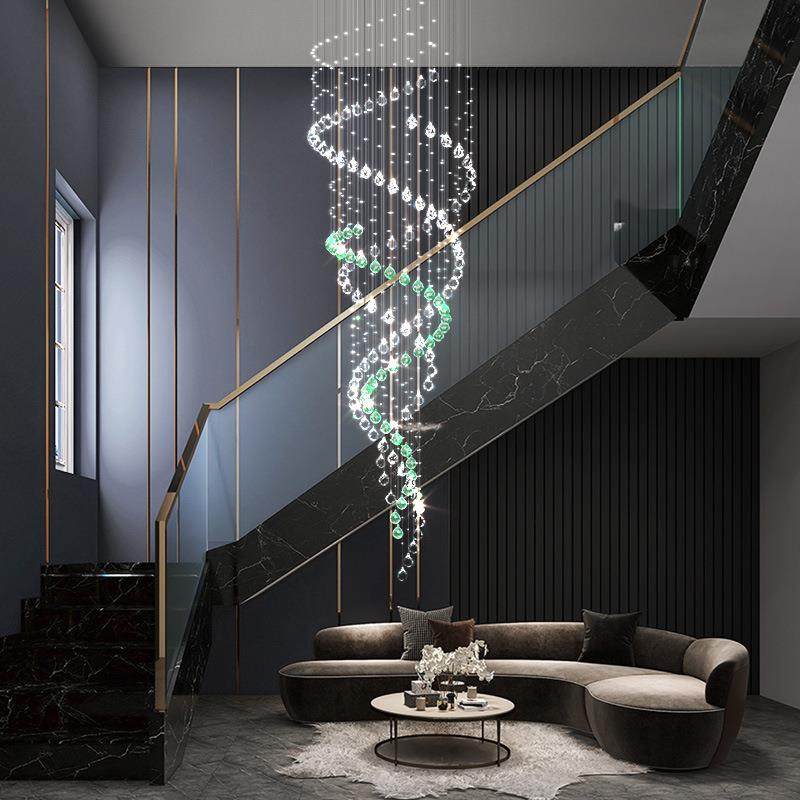 旋转楼梯吊灯现代简约别墅loft中空水晶客厅复式楼大吊灯,纺织面料/辅料/配套,纺织机械配件,淘宝优惠券,粉丝福利购,淘宝优惠卷