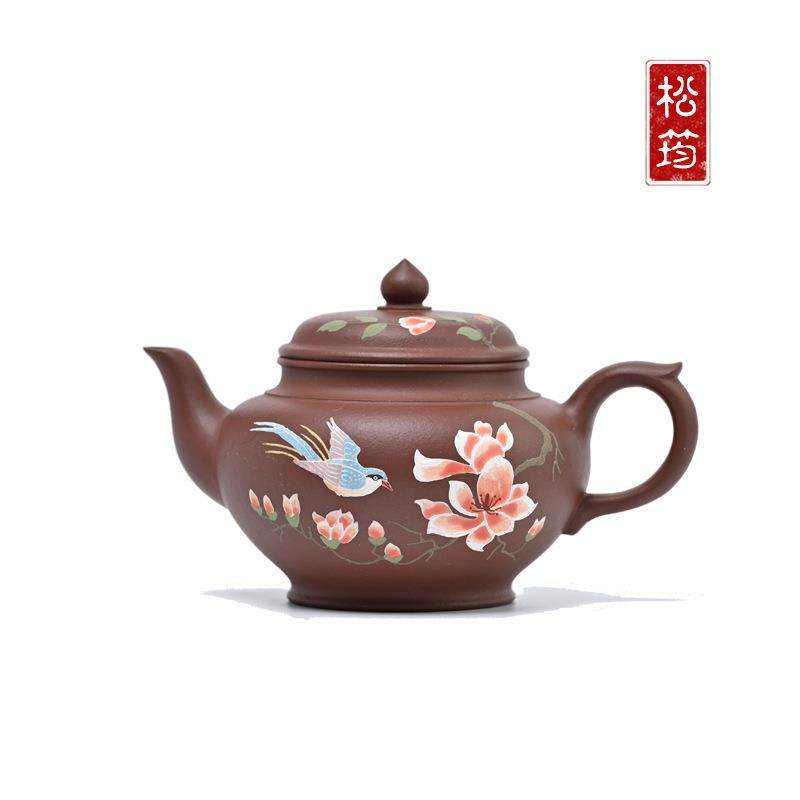 原矿清水泥纯手工泥绘笑樱300ML大容量宜兴紫砂壶功夫泡茶壶茶具,收纳整理,烫衣板及配件,淘宝优惠券,粉丝福利购,淘宝优惠卷