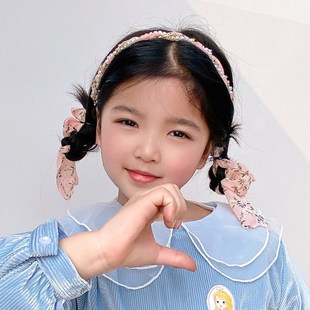 儿童编发发箍长飘带仙气扎头发神器女童蝴蝶结头箍发旅头窟秋头饰