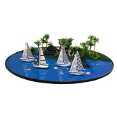 酒店餐桌转盘中间摆件高档新中式 圆桌盆景海洋造景装 饰品景观桌花