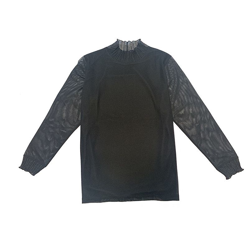 新款韩国东大门妈妈装中老年夏装高弹力大码长袖雪纺衫打底衫t恤