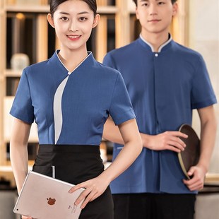 工作服短袖女高端餐饮服务员中式酒店餐厅饭店酒楼火锅前厅传菜夏