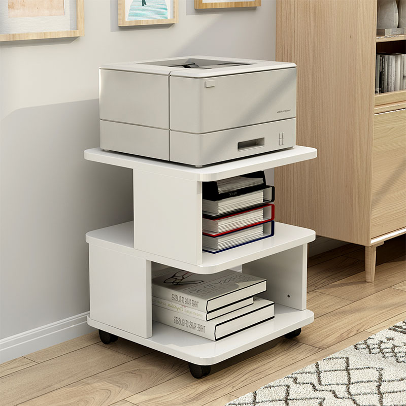 办公室打印机置物架落地桌下复印机支架移动带轮放A4纸多层收纳架
