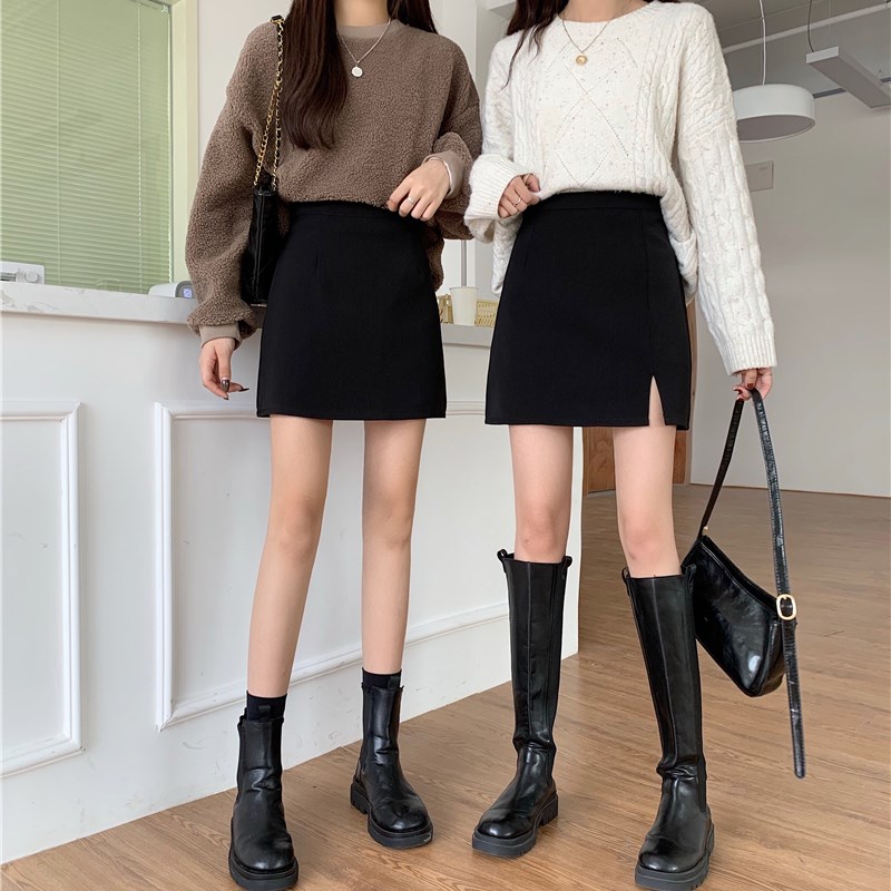 矮小个子搭配145高腰百搭半身裙150黑色A字包臀裙西装短裙XS码女