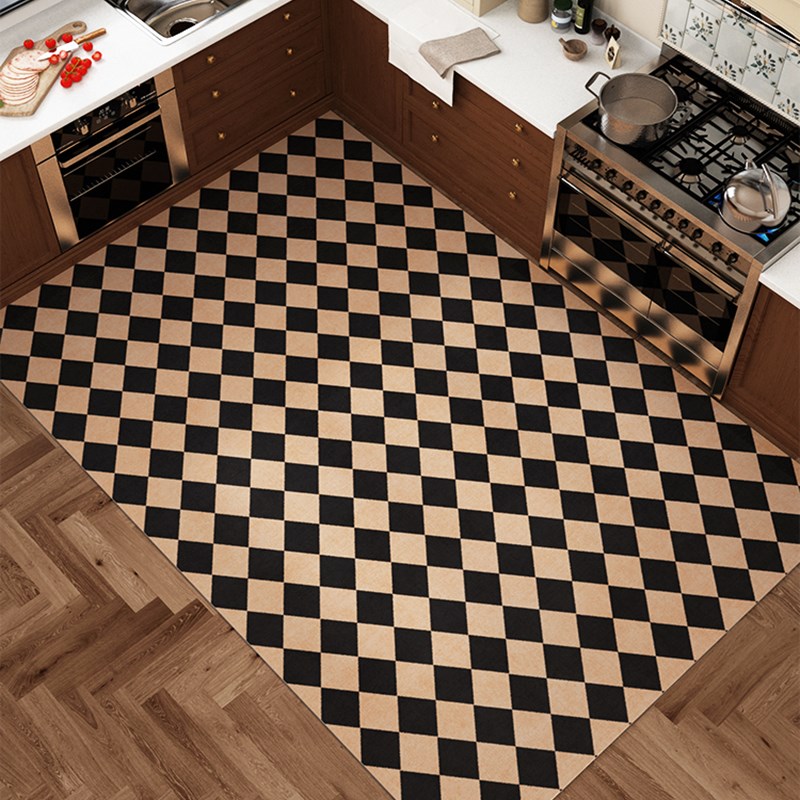 格子厨房地垫pvc防滑防油可擦免洗专用地毯防水耐脏脚垫整铺垫子