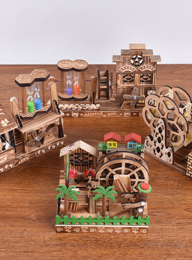 工艺品摆件竹木家居摆设玩具模型桌面摆设创意儿童礼物木制音乐盒