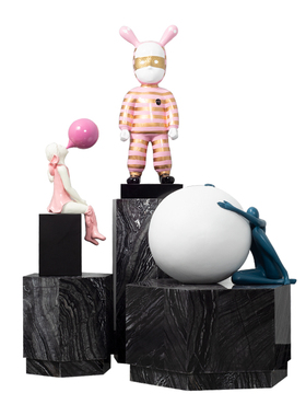 天然六角大理石雕塑摆台落地展示台酒店售楼处装饰品摆件 可定制