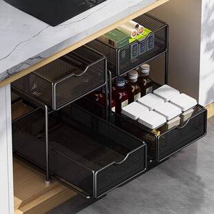 厨房抽拉式置物架橱柜内分层架各种神器双层下水槽柜收纳拉篮抽屉