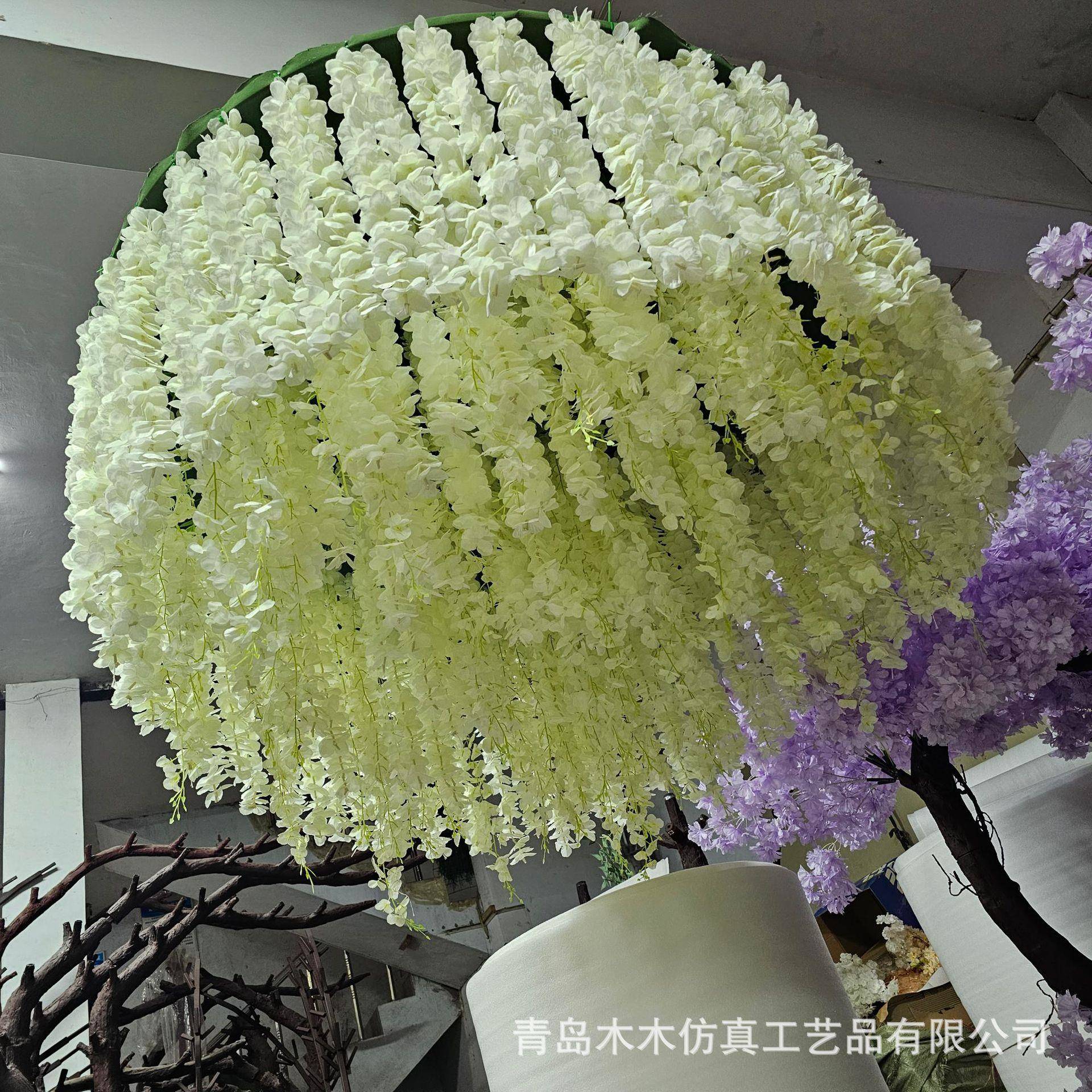 吊顶装饰仿真紫藤花藤条人造假花吊花客厅紫藤婚庆豆花140*60